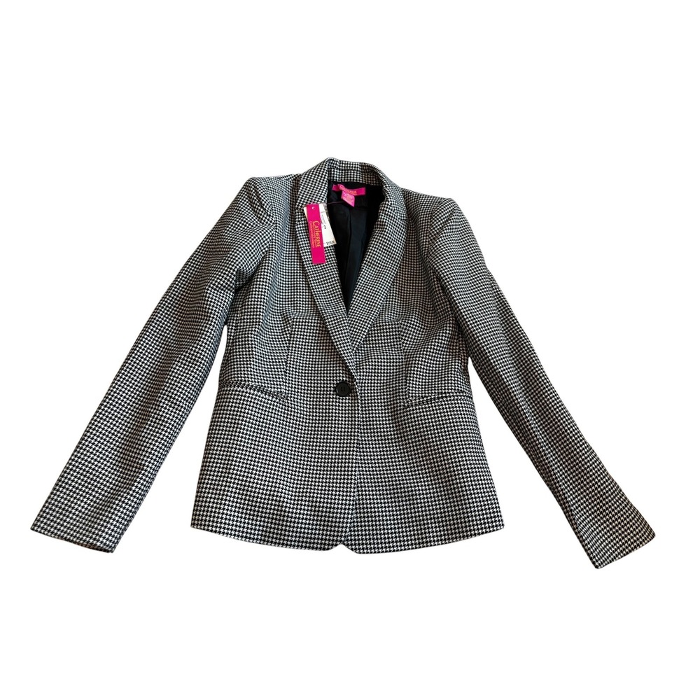 NWT‎ Catherine Malandrino Blazer Size 2 Black White Houndstooth Professional